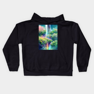 Rainbow Hallway Waterfall Kids Hoodie